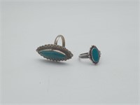 2 Turquoise Sterling Silver ARTIST MADE RINGS