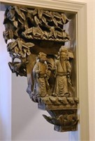 Antique Carved Chinese Corbels w/ Immortals