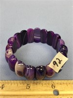 Purple agate stretch cabochon section bracelet