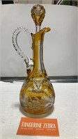Yellow Cut to Clear Decanter