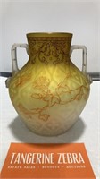 Yellow Satin Glass Opaline Vase