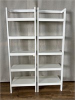 Pair of White Ladder Style Book/Curio Shelves