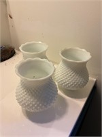 3 milk glass lampshades