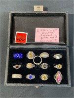 Set of Rings In Jewelry Box - .925 Silver Vintage