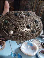 Sajai Style Agate Stone Accented Metal Purse