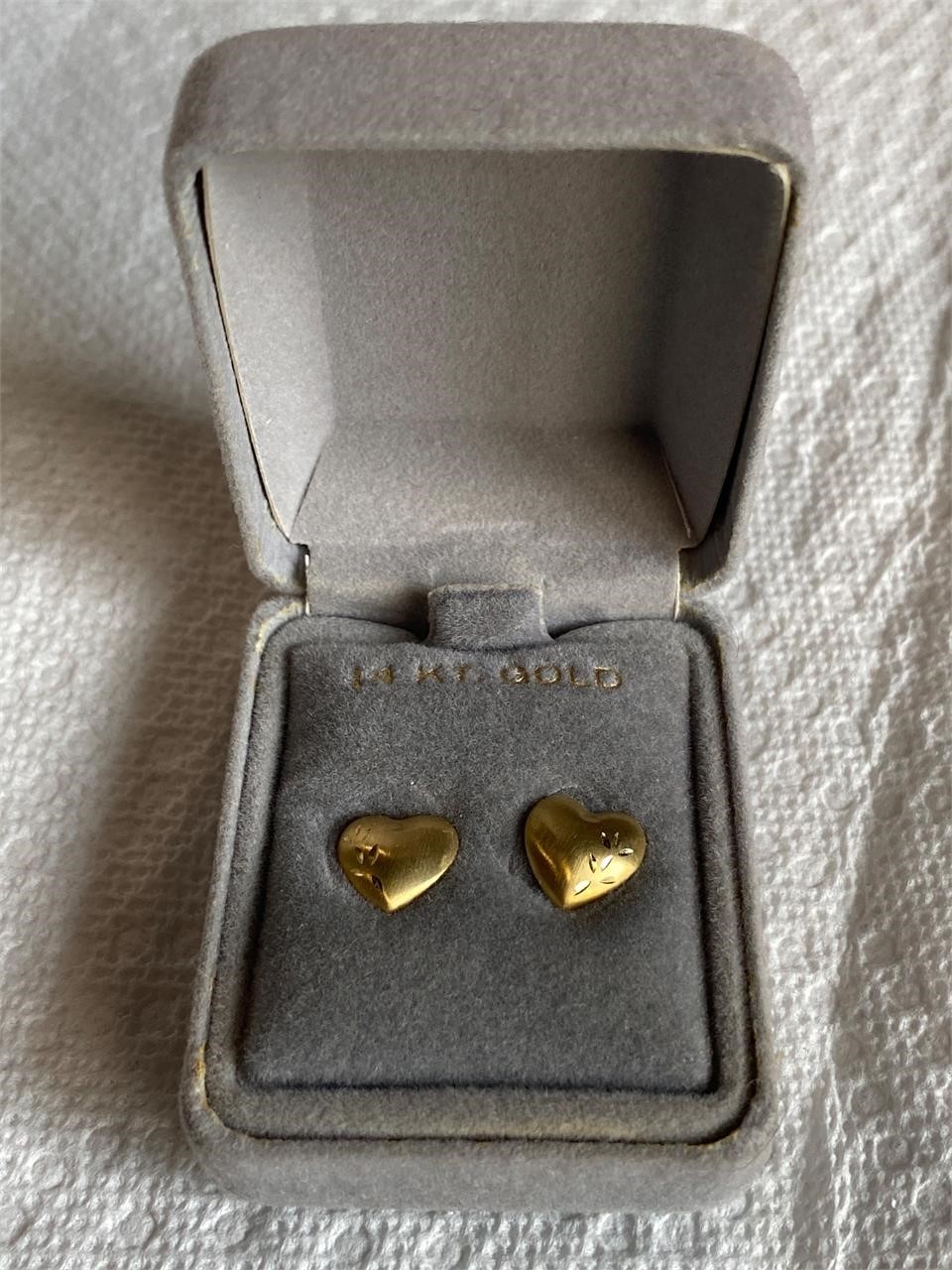 14K Heart Earrings