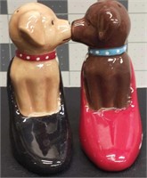Magnetic Salt & pepper shakers - puppy in shoe