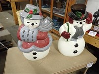 (2) Ceramic Snowmen - 19"H