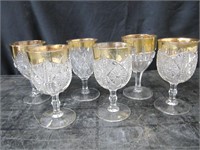 6 CUT GLASS GOBLETS - ASSORTED PATTERNS