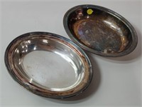 2 SILVER NESTING SERVING TRAYS
