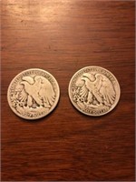 1944 and unknown year half dollars