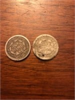 1853 and 1856 dimes