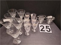 Various Etched Crystal Stemware ~ Sugar &