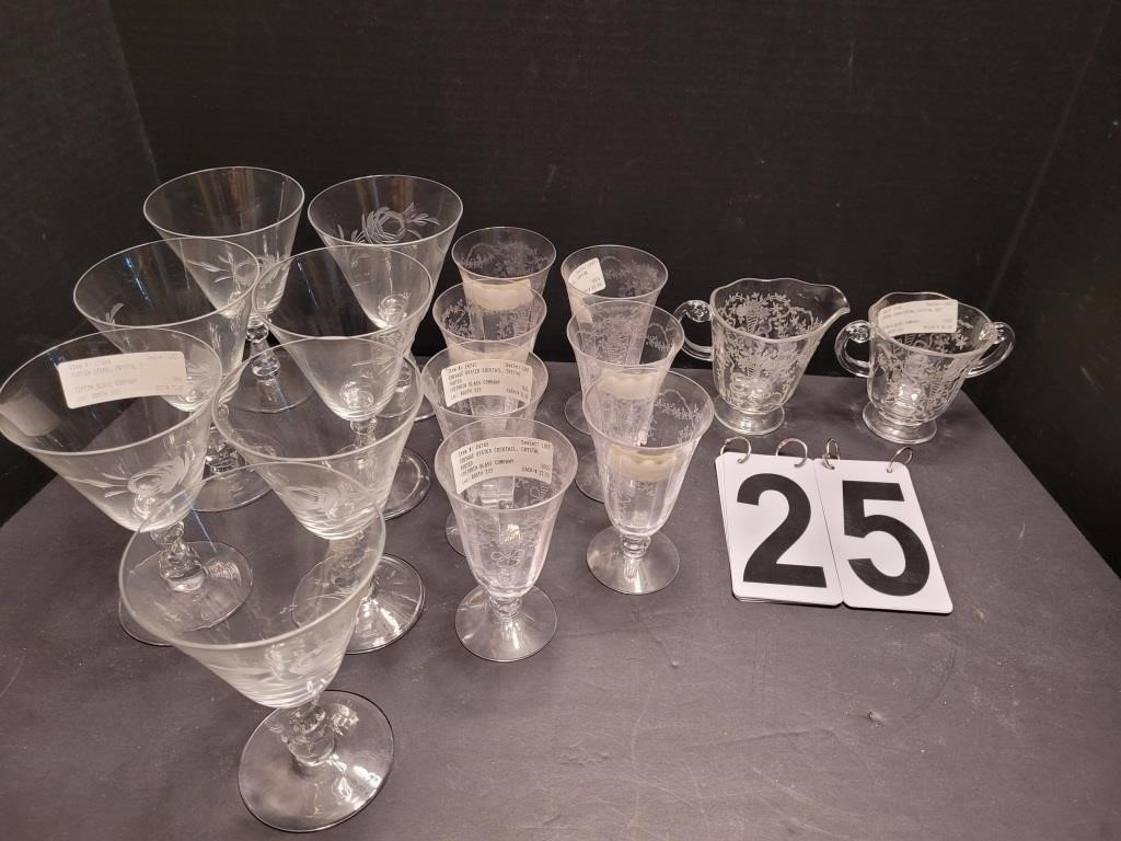 Various Etched Crystal Stemware ~ Sugar &