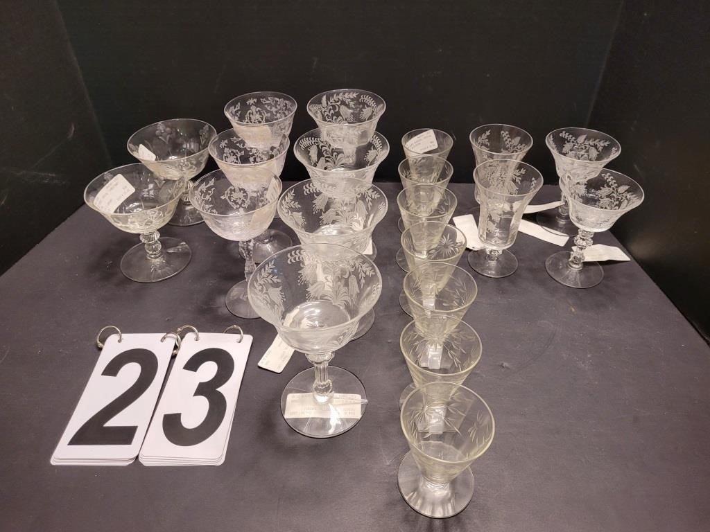 Various Etched Crystal Stemware (Heisey ~ Fostoria