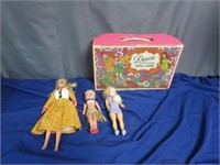 Vintage Doll Case Full of Small Dolls & Clothing