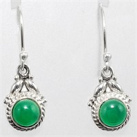 Natural Round Green Onyx Earrings