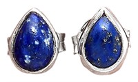 Natural Lapis Lazuli Pear Earrings