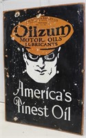 ANTIQUE PORCELAIN 28" OILZUM SIGN