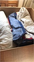 Large Unsorted Box of Quilt Projects/ Bulk Cloth