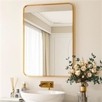 SE6041 Wall Mirror Rounded Corners,Gold,26"x38"