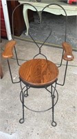 Metal and Wood Ice Cream Barstool w/ Arms