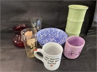 Ceramic Bamboo Vase, Cups & More