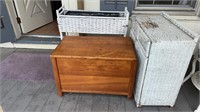Nice small Wooden Chest, Wicker Fern Stand,