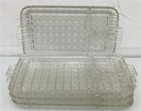 4 Vintage glass hors d'oeuvres trays