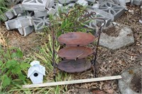 Metal Shelf and Birdhouse