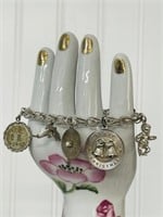 Sterling silver charm bracelet 29.65g