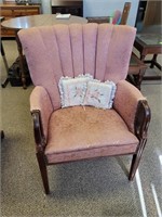 MAUVE CHAIR - SHOWS WEAR & LIGHT STAINS