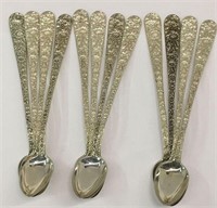 12 S. Kirk & Son Sterling Repousse Ice Tea Spoons