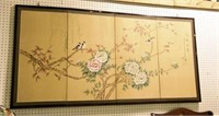 Lot #531 - Chinese 4 panel silk wall screen