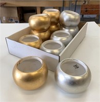 11 New Gold & Silver 4.5" Flower Pots