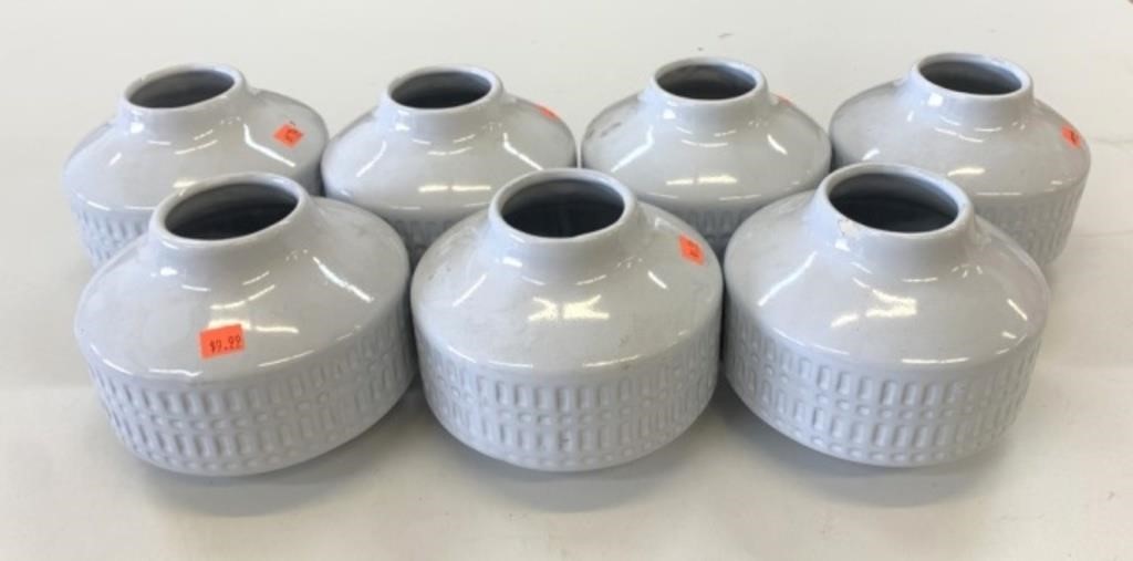 7 New 4.5" Tall White Glaze Flower Pots w/2.5" Top