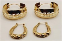 (KC) 14kt Yellow Gold Pierced Earrings (1" and