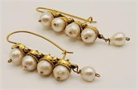 (KC) 10kt Yellow Gold and Pearl Pierced Earrings