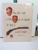 Vtg Lionel Trains Advertising Poster 14" x 10&3/4"