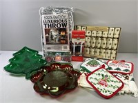 Christmas Throw;Candle Lamps;Crackers;Linens;Dishe