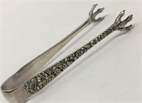 S Kirk & Son Sterling Repousse Sugar Tongs