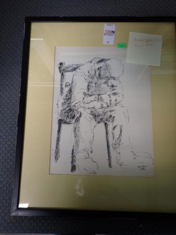 ANDRE ROTH FRENCH FRAMED SKETCH  15 X 18