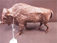 Metal buffalo sculpture, 8" long x 5 1/2" high