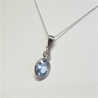$1200 10K/14K  Aquamarine(1ct) Diamond(0.2ct) Neck