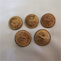 Vintage RCAF - Five Brass Buttons