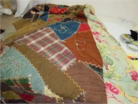 Vintage Quilt Homemade Embroidered Twin Size