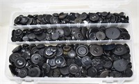 Vintage Assorted Black Mixed Lot of Buttons + Tote