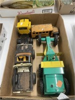 OLD TOY TRUCKS AND GRADER