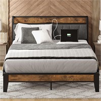 LIKIMIO Queen Bed Frame, Storage Headboard with