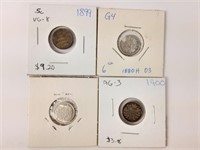 1880 / 1896 / 1899 / 1900 SILVER COIN - 5 CENTS